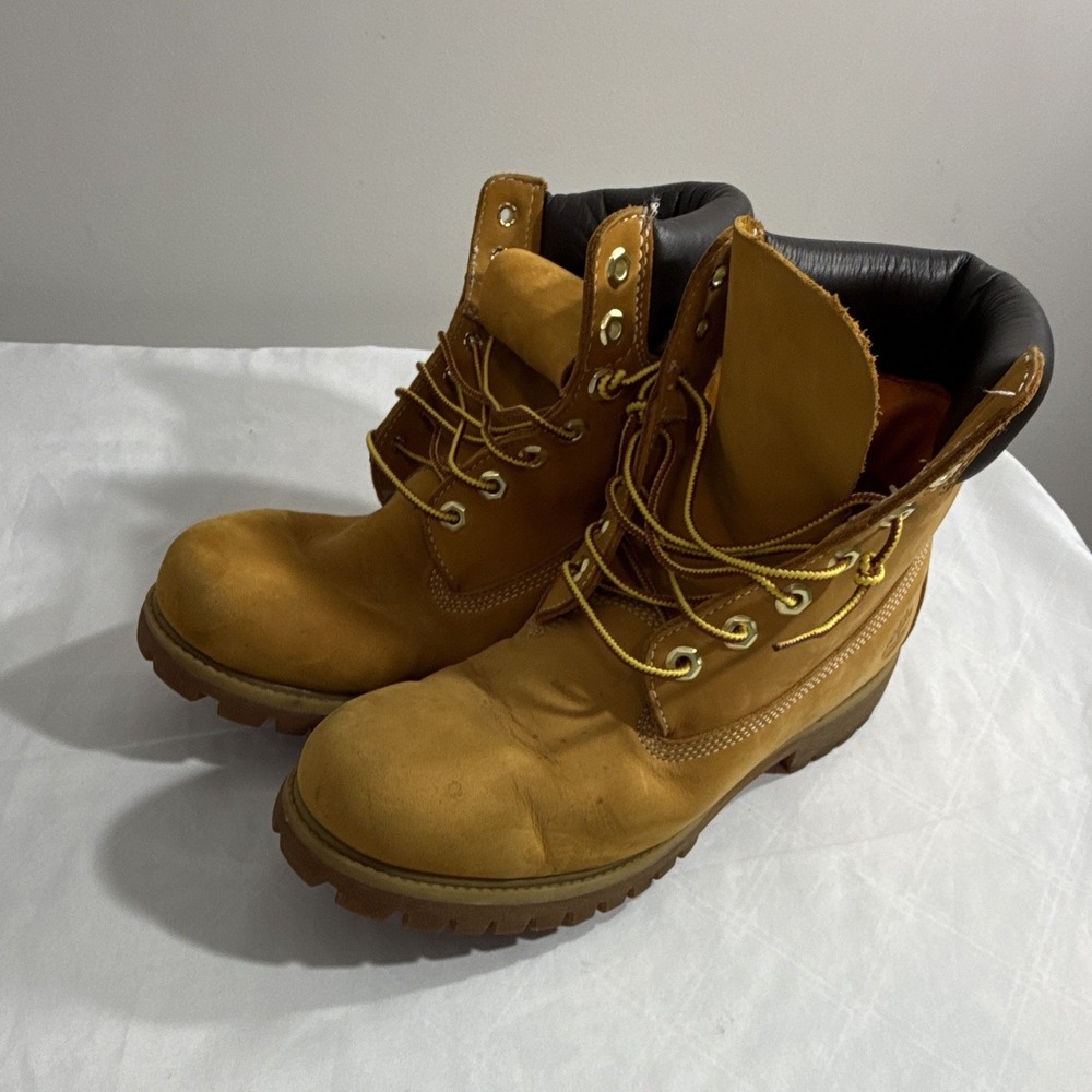 Timberland Men 6-Inch Premium Waterproof Boot Wheat Beige Leather 10061 Size 9